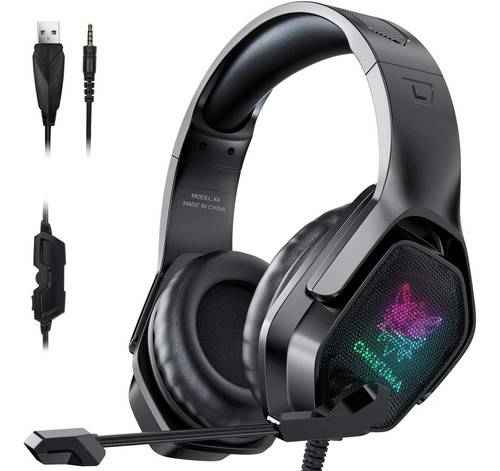 Auriculares Headset Con Cable Y Microfono | Negro / Led