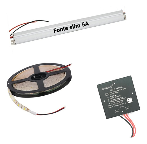 Kit- Fonte Slin 5a + Fita De Led Branco Quente +touch-screen