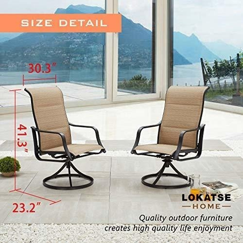 Juego De 2 Sillas Giratorias Para Exteriores Patio Jardin Color Beige