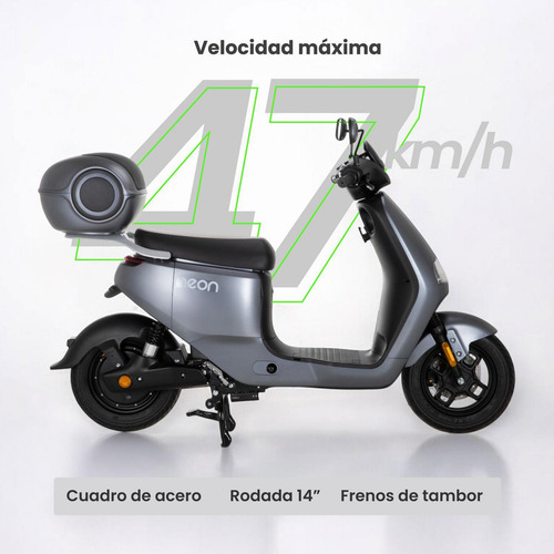 Bicicleta Eléctrica Motobici Neon EBIKE Vel Max 47 Km/h Motor 800w Frenos Disco Tambor Cuadro de Acero Color Gris