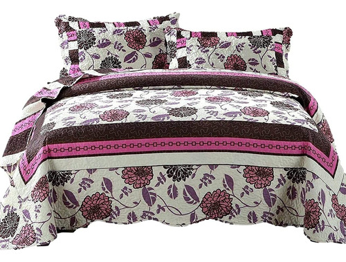 Dada Bedding Juego De Colcha Floral Flores Moradas, Col...