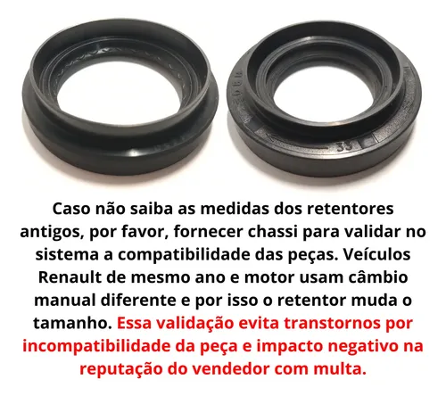 Par Retentor Semi Eixo Dir/esq Oroch Sandero 33x55 40x55
