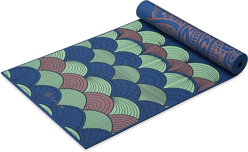 Mat De Yoga 6mm / Estampado Reversible / Gaiam Usa / Eco Color Azul / Tinta festoneada