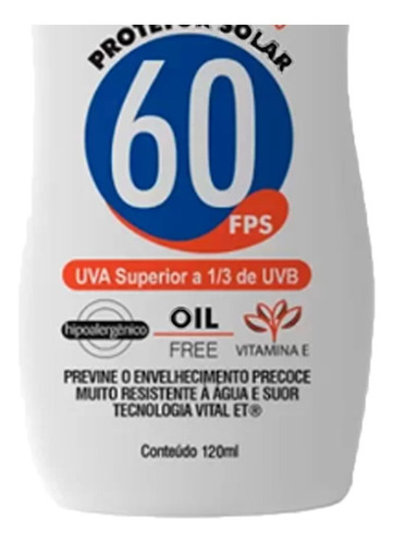 Kit 2 Protetor Solar Fator 60 Fps 120 Ml Proteção Máxima Sol
