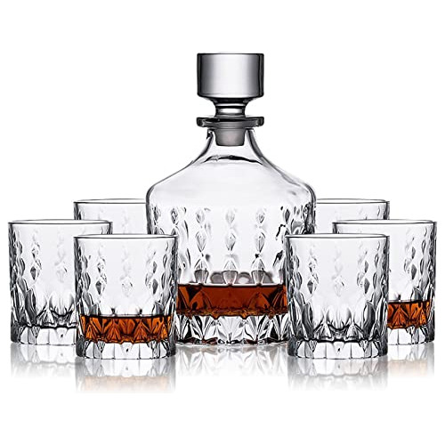 Conjunto Decantador Y Vasos De Whisky De Cristal Xixidian