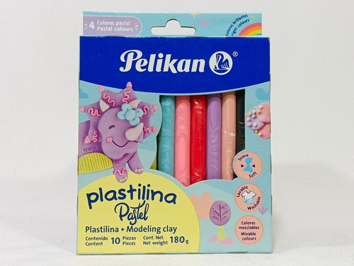 Plastilina De Color Pastel, Marca Pelikan, 10 Barras