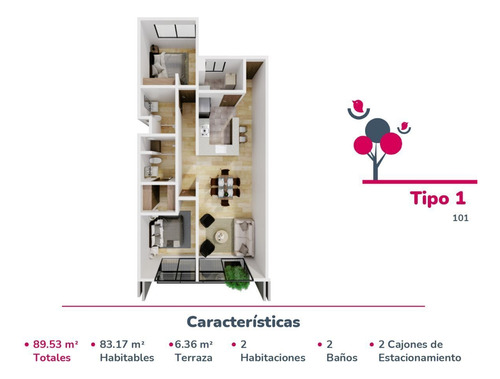 Departamento Con Roof Garden Privado 2 Recamaras 2 Baños Y 2 Estacionamientos