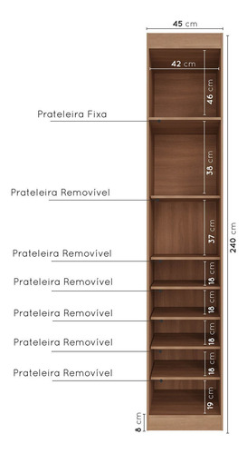 Guarda Roupa Modulado De Canto Com Espelho 6 Portas 3 Wt