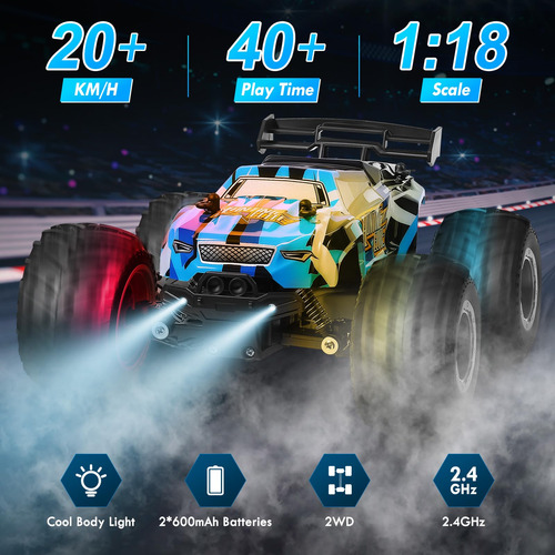 Auto A Control Remoto Con Faros Led Regalo De Navidad