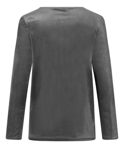 Blusa Tipo Camisa De Manga Larga Y Lisa Para Mujer