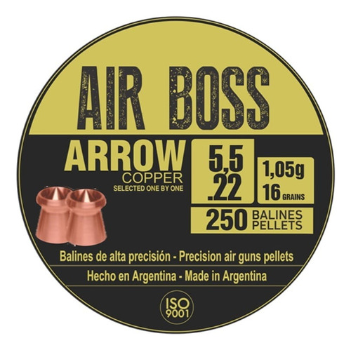 Balines Apolo Air Boss Arrow Cal 5,5 Mm X 250 U 16 Gr Copper