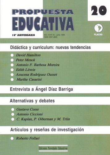 Revista Propuesta Educativa Nº20 - Hamilton, Menck Y Otros