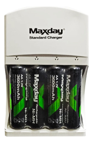 Baterias 3600mah Aa Recargable X 4 Pack+ Cargador + Obs