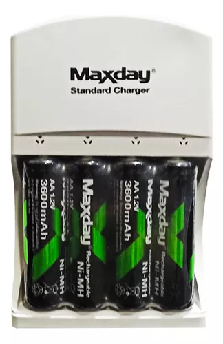 Cargador+ 4 Pilas Baterías Recargables AA 3600mah