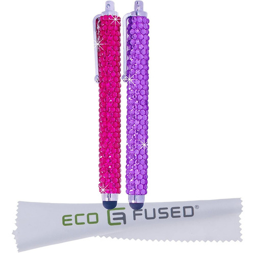 2 Lapices Capacitivos Con Brillos Rosa Y Violeta Eco-fused