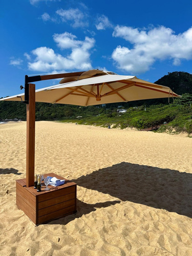 Ombrelone Lateral Quadrado Giratório 360o Com Floreira 3x3 M