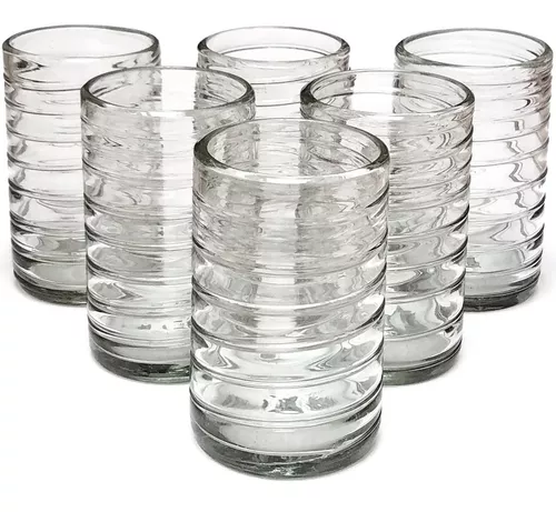 Set 6 Vasos Para Agua Espiral Cristalino (8x13) -vidrio Sopl