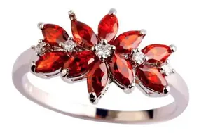 Anillo Granate Plata Talla Grande Moda Fashion Femenino