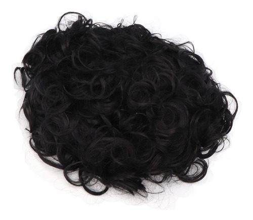 Perucas Pretas De Cabelo Curto Ondulado, Peruca Sintética De