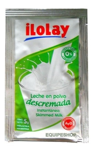 Imagen 2 de 6 de Leche En Polvo Descremada Sachets Individuales 5 Grs Ilolay