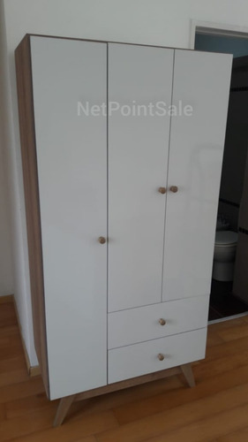 Imagen 4 de 10 de Ropero Muebles Placard 3 Puertas Roble Miel Con 2 Cajones