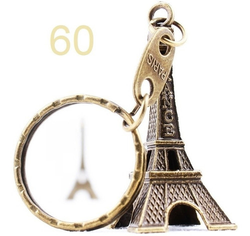 Kit 60 Chaveiros Torre Eiffel Paris Bronze França Metal