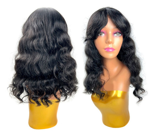 Peruca Cherry Lace Wig De Cabelo Humano Ondulado Com Franja