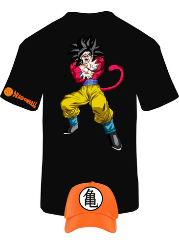 Camiseta Manga Corta Goku Ssj 4 Dragon Ball Obsequio Gorra X