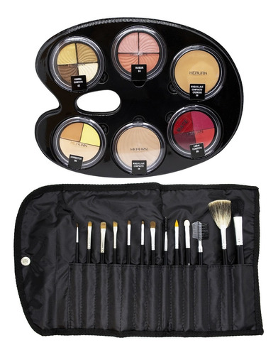 Kit Heburn Maquillaje Pinceles Brochas Paleta Pintor 238+501