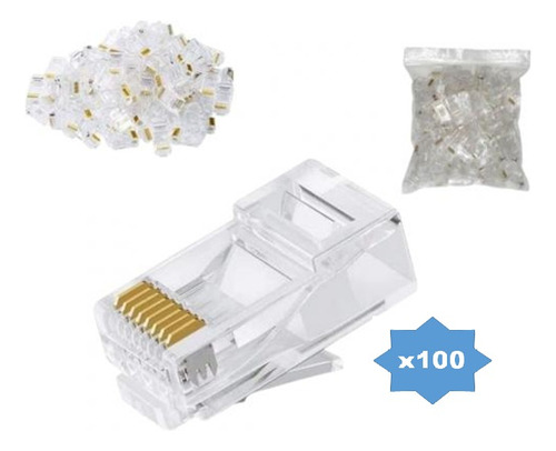 Conectores Rj45 Utp Cat 5e Red Cámaras Pc 100 Unidades