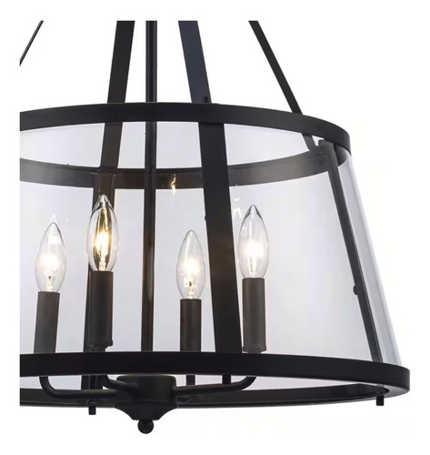 Lampara De Techo Colgante Negro Mate 4 Luces 20