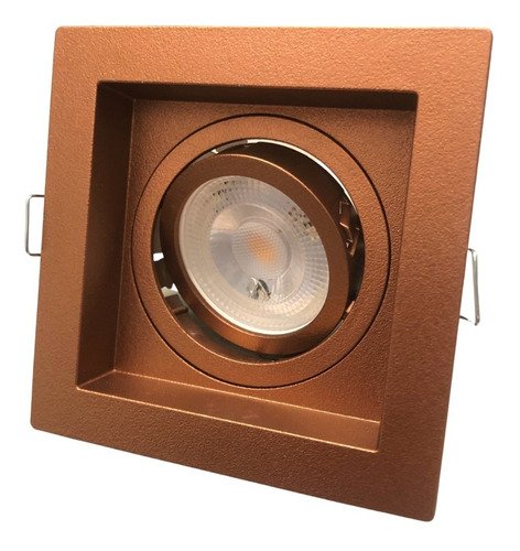 Spot Quadrado Recuado Para Mini Dicróica Mr11 Cobre Bronze