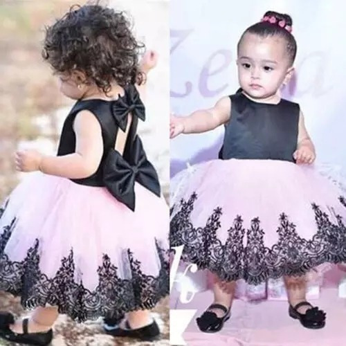 Vestido Bebé Niña Elegante, Fiesta, Color Rosa Con Negro | Envío gratis Vestido Bebé Niña Elegante, Fiesta, Color Rosa Con Negro | Envío gratis
