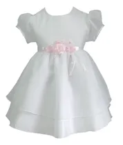 Comprar Vestido Beba Bautismo Fiesta Cumple  T. 9 A 24 Meses Blanco