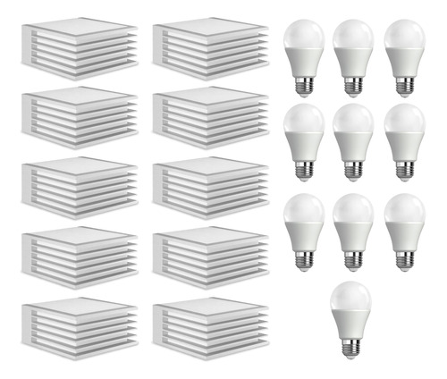 Pack X 10 Aplique Difusor Exterior Interior Lámpara Led 12w Luz Día Fría Blanco Material Polipropileno Plástico