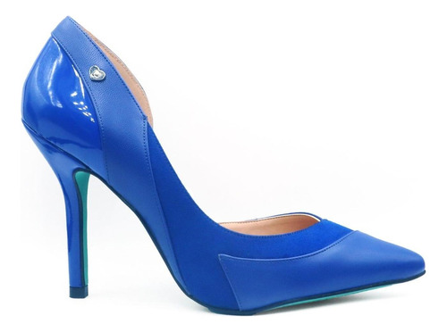 Zapatilla Stiletto Azul Combinación Piel/charol Pikiki