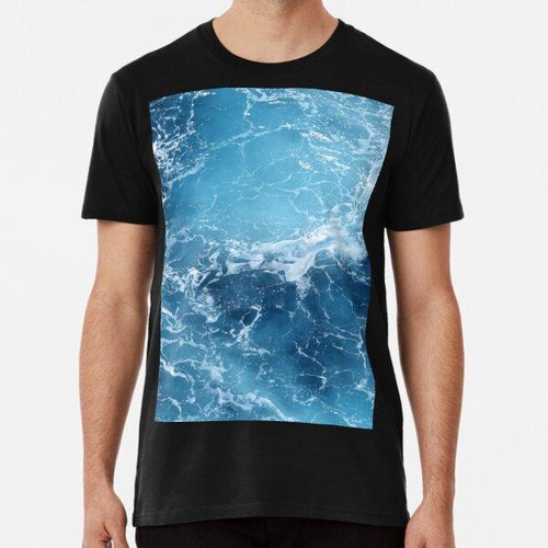 Remera Ondas De Agua Azul Algodon Premium