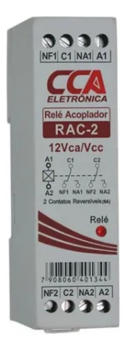 Relé Acoplador 12vca/vcc Com 2 Contatos Reversíveis