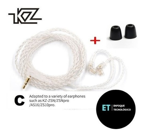 Cable Plata Pinc In Ears Kz Zsn/zsn Pro/zs10 Pro+par Espumas