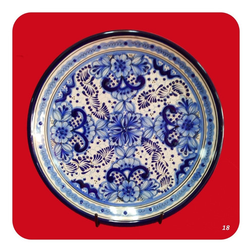 Imagen 5 de 10 de Plato De Talavera Poblana Azul 30 Cm Envío Gratis Hoy! Plt