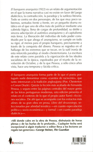 El banquero anarquista: Y otras ficciones sociales, de Pessoa, Fernando. Contemporáneos Editorial Berenice, tapa blanda en español, 2022