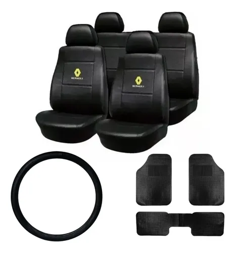 Combo Con Funda Cubre Asiento Negra De Cuerina Para Fluence