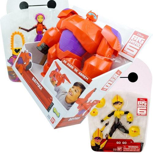 Bonecos Baymax + Honey Lemon + Go Go Tomago Big Hero Disney