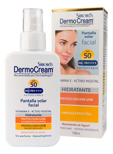 Bloqueador Solar Dermocream Spf50 Facial Hidratante (120 Ml)