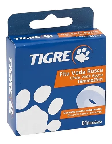 Fita Veda Rosca Para Vedação Teflon Tigre 18mmx25m