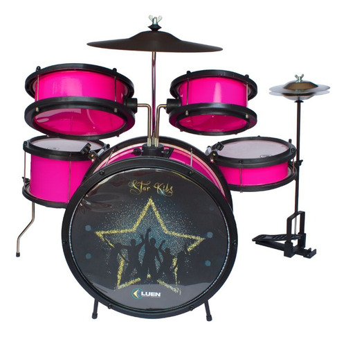 Bateria Infantil Acústica Luen Star Kids Rosa