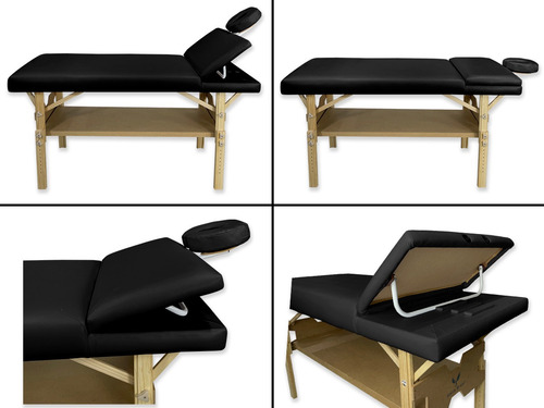 Kit Maca Reclinável Massagem 3 Posições Escada E Carrinho Auxiliar 1p 2b Cor Preto