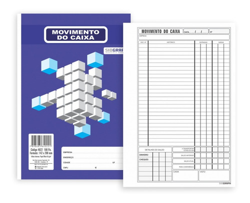 Livro Movimento Do Caixa 100 Folhas Sidgraph Pct C/10 - 4022