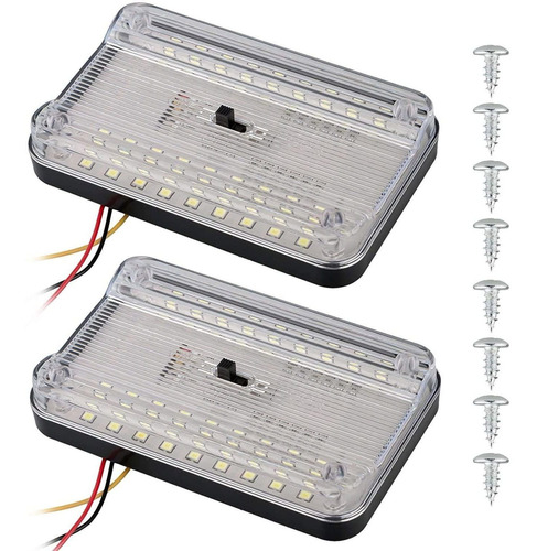 Hood 2 Lampara Techo 12 V Cc 36 Led Automovil Camion Cupula