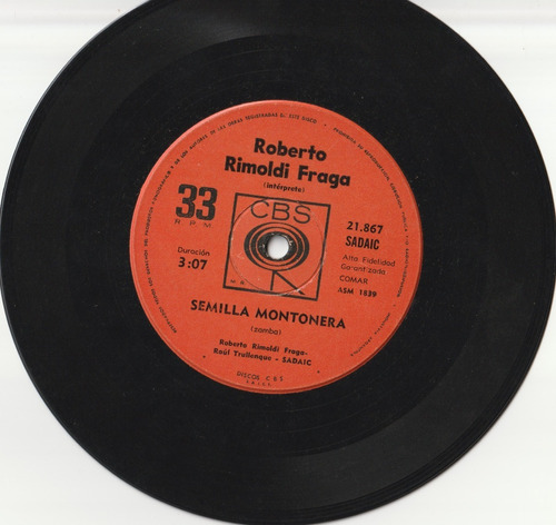 Roberto Rimoldi Fraga - Semilla Montonera (1968) Simple